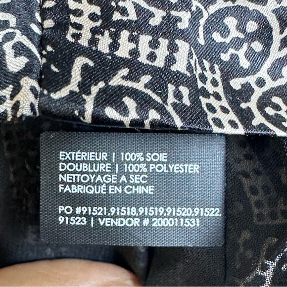 Club Monaco Geometric Black and Gray Bomber Jacket Front Zipper Sz M 100% Silk - Picture 8 of 11